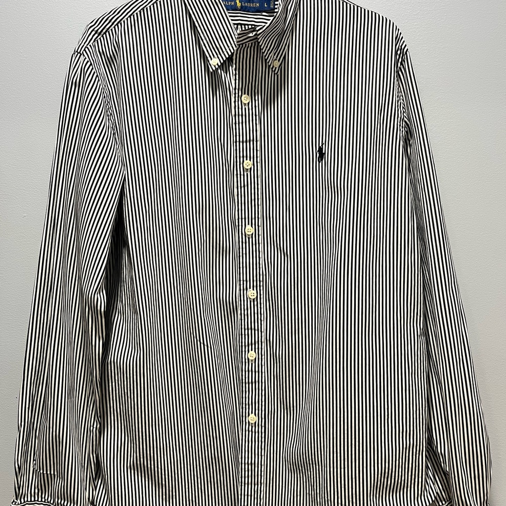Ralph Lauren Mens‎ XL/TG Brown Check Long Sleeve Button Shirt Small Green Pony